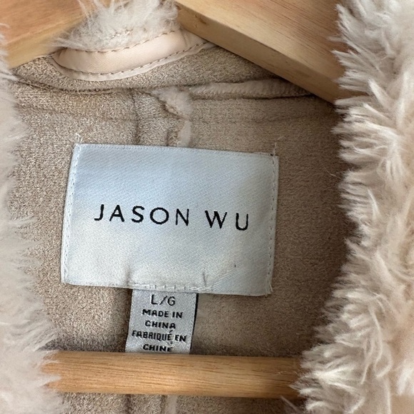 Jason Wu Faux Fur Quarter Zip Cream Teddy Jacket - Size Large - Picture 6 of 6